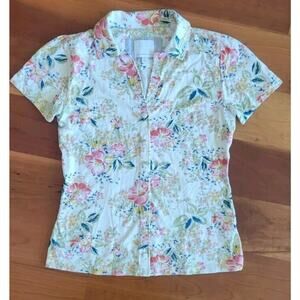 Anthropologie ett:twa Hawaiian Buttondown XS Floral Tropical Retro Aloha